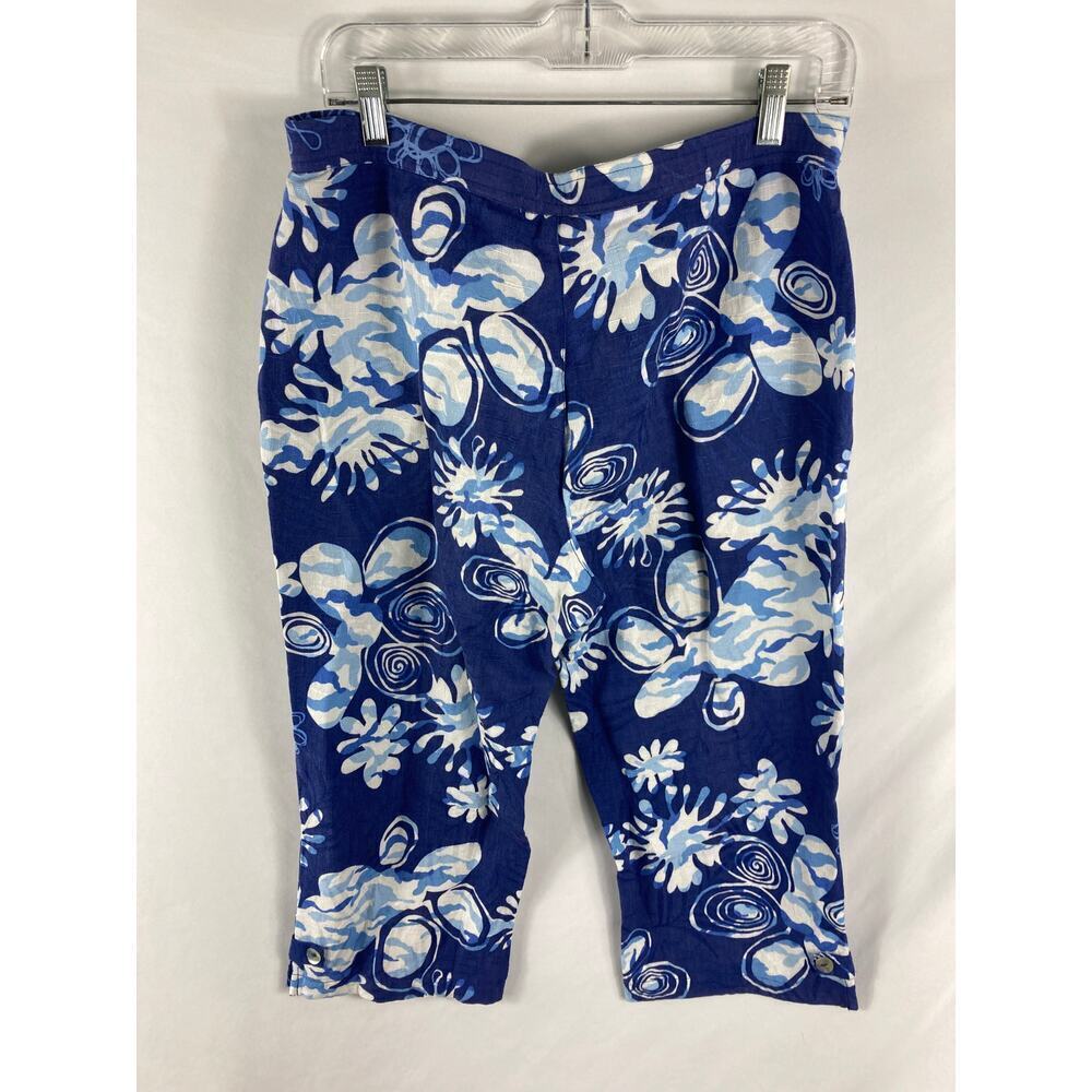 Erin London Linen Blend Floral Print Tie Waist Crop Pant Size Medium - Picture 4 of 4
